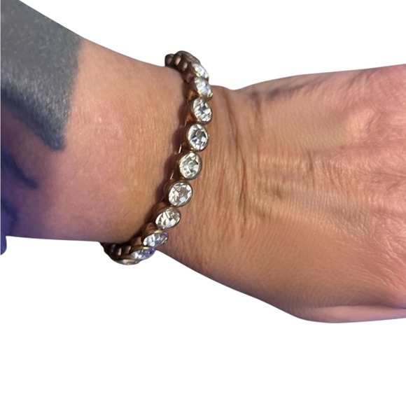 Copper & CZ Jewel Cuff Bracelet - vintage - Picture 3 of 9